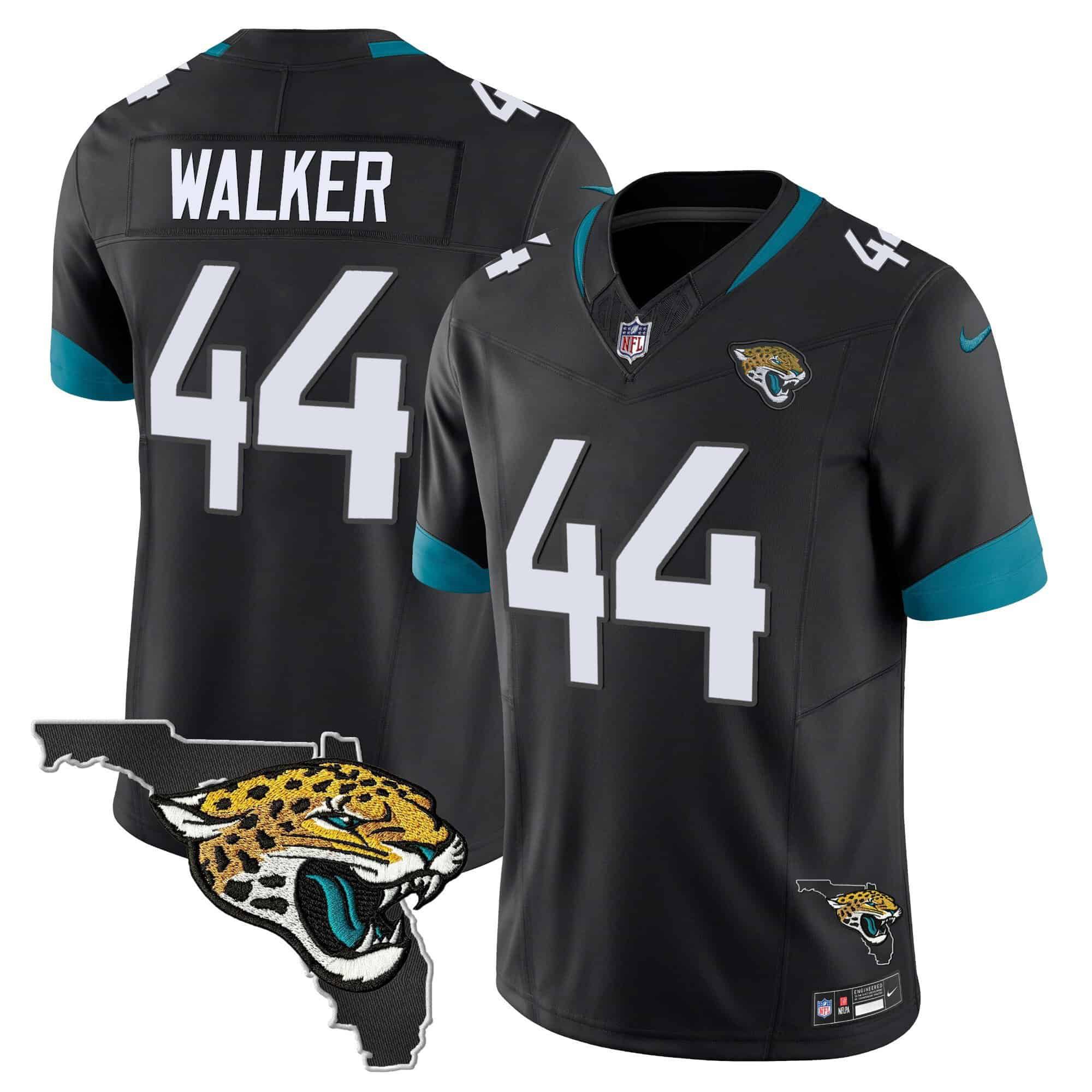 Men Jacksonville Jaguars #44 Walker Black 2024 Nike Florida Patch Vapor NFL Jersey style 1